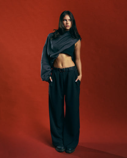 PINSTRIPE PANTS- BLACK